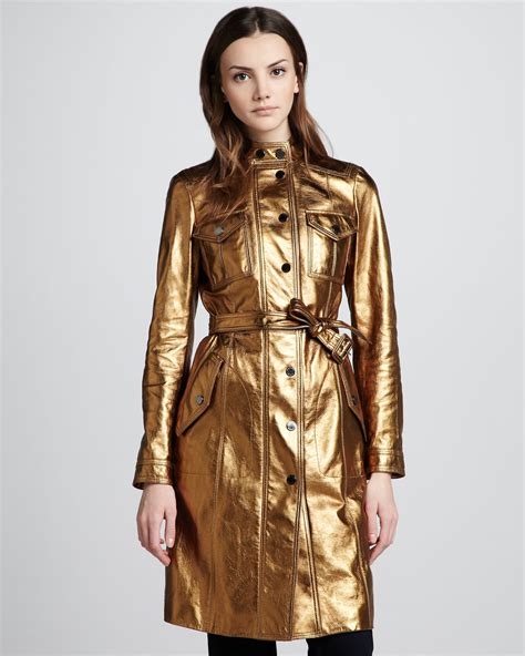 burberry metallic leather trench coat|Burberry trench coat wool collar.